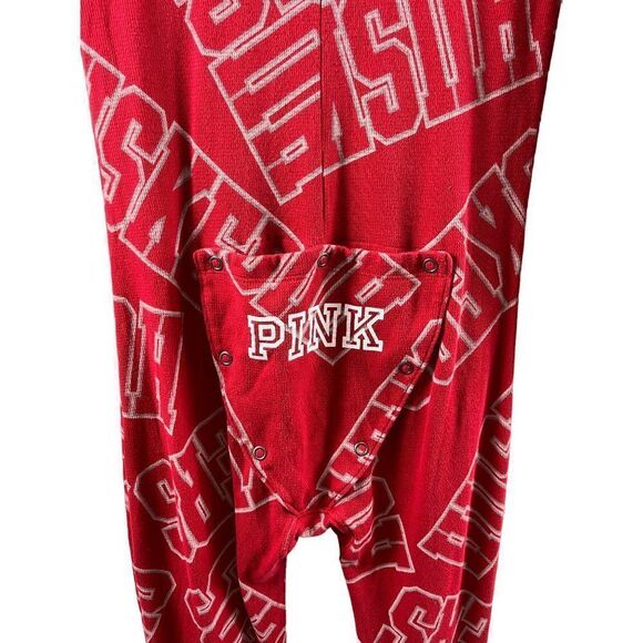 PINK Victoria's Secret Nebraska Corn Huskers Thermal One Piece Pajama Small Red - Picture 4 of 10